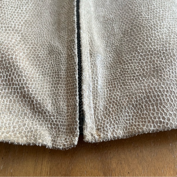 Vintage Tan Crocodile Pattern Leather Coat Jacqueline Ferrar Beige Animal Print - Picture 8 of 14